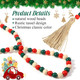 9.8ft Christmas Wood Bead Garland with Tassels, Xmas Wooden Bead Garlands Wooden Classical Green and Red Garland with Jute Rope Rustic Farmhouse Bead Natural Wood Beads Wall Hanging Decoration