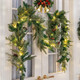 9 FT Artificial Christmas Garland Pre-Lit with 50 LED Lights, Battery Operated with Timer, Greenery Garland Decorated with Pinecones, Needle for Mantle Stairs, Indoor Outdoor Christmas Decorations