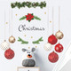 Christmas Wall Decals Hanging Ball Window Wall Stickers Decorations, Golden Star Red Hanging Balloon Wreath Wall Decor Posters Vinyl Removable Xmas Decals Party Supplies