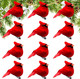 12 Pack Small Cardinals Tiny Cardinals Mini Cardinal Red Birds for Crafts Artificial Birds with Clip on Christmas Tree Decorations Yard Patio Home Decor Cardinal Ornaments