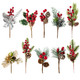 20 Pack Christmas Red Berry Picks Stems 10 Styles 5-11Inch Pine Picks and Sprayss for Christmas Tree Wreath ing Props Winter Holiday