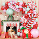 Green Pink Christmas Balloon Arch Kit, Green Pink Red Christmas Balloon Garland Arch Kit with Candy Cane Foil balloon for Christmas Party Decorations Year Xmas Party Supplies
