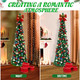 Pop Up Christmas Tree, 5FT Collapsible Christmas Tree with 30 LED Multicolor Lights, Tinsel Pencil Christmas Tree with Ball Bowknot Box for Indoor, Party, Xmas, Home,Office Decor