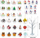 61 Pcs Christmas Tree with Light, 2 FT Birch Tree with 24 LEDs Warm White Light, USB or Batteries Operated, Holiday Table Centerpiece Decoration with 60 pcs Ornaments for Christmas Decor