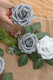 Floroom Artificial Flowers 50pcs Real Looking Shimmer Silver Grey Foam Fake Roses with Stems for DIY Christmas Tree Xmas Wedding Bouquets Party Tables Centerpieces Floral Arrangements Home Decor