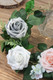 Floroom Artificial Flowers 50pcs Real Looking Shimmer Silver Grey Foam Fake Roses with Stems for DIY Christmas Tree Xmas Wedding Bouquets Party Tables Centerpieces Floral Arrangements Home Decor