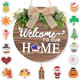 Interchangeable Welcome Sign, Welcome Sign for Front Door with 16 Changeable Icons, Seasonal Front Porch Door Decor Farmhouse Wood Wreaths Welcome Home Sign for Christmas Door Decor