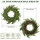 Christmas Norfolk Pine Wreath 24 Inch Green Wreaths for Front Door Artificial Cedar Wreath Faux Greenery Realistic Wreath for Christmas Porch Windows Indoor Outdoor Decor DIY Crafts