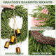Christmas Norfolk Pine Wreath 24 Inch Green Wreaths for Front Door Artificial Cedar Wreath Faux Greenery Realistic Wreath for Christmas Porch Windows Indoor Outdoor Decor DIY Crafts