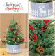 Pre-lit Tabletop Artificial Mini PE Christmas Tree - 21" Little Xmas Tree with LED Lights and Fence Base for Home Office Holiday DIY Décor