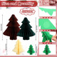 4 Pcs Paper Christmas Tree 3D Honeycomb Centerpiece Xmas Paper Tree Decoration Green Brown Neutral Color 4 Sizes Honeycomb Tree Table Decor for Table Mantel Fireplace Party Holiday Decor