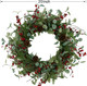 Christmas Wreath, Christmas Wreaths for Front Door,Artificial Christmas Wreath with Sparkling Leaves and Pine Needles are paired with Plump Pine and red Berries,Wreath for Indoor Wall Window Decor.