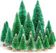 FUTUREPLUSX 20PCS Mini Christmas Trees, Christmas Decorations Bottle Brush Trees with Wooden Base for Christmas Winter Home Table Decoration