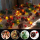 PHILIPOUS Christmas Lights, Garland with Lights Fairy Lights Pine Cone Berries Indoor and Outdoor Christmas Tree Lights Winter Holiday Year Decor, Battery Powered. (2M 20 Lights) (Pine Cone)