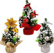 Mini Christmas Trees,3pcs Tabletop Christmas Tree 8.66"Small Xmas Tree Decorations Dining Room Ornaments Tiny little Artificial Christmas Tree fo Kitchen, Office, Room,Table Cafe, Bar (Linen)