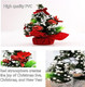 Mini Christmas Trees,3pcs Tabletop Christmas Tree 8.66"Small Xmas Tree Decorations Dining Room Ornaments Tiny little Artificial Christmas Tree fo Kitchen, Office, Room,Table Cafe, Bar (Linen)