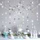 Snowflake Garlands, 52Ft Silver Christmas Snowflake Garland, 2" Winter Wonderland Garland Glitter, White Christmas Garland for Year, Xmas, Frozen, Winter Wonderland Party Decoration