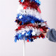 4th of July Decor, Patriotic Pop up Pencil Christmas Tree,4.9 Ft Christmas Tinsel Tree,Sequin Star Ornaments Garland Collapsible Tree for Independence Day Memorial Home Decor