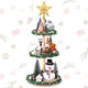 Gerrii 23.6 Inch Christmas Tree Tiered Tray Decoration Christmas Tree Wooden Holder Xmas Tray Decorations Set Include Garland LED Light Golden Star for Holiday Display Light up Tabletop Xmas Tree Tray