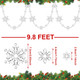 Christmas Snowflake Tree Garland Acrylic Snowflakes Hanging Garland Crystal Snow Flakes Ornaments for Tree Christmas Winter Theme Ornaments for Mantel Curtains Tree, 9.8 Ft/Each (Clear,4 Pcs)