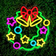 Christmas Wreaths Neon Signs，Dimmable Christmas LED Light Sign XMAS Bells Neon Light For Holiday Party Home Bar Festival Wall Decor USB Powered