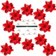 Artificial Poinsettias Christmas Flowers, 12 Pcs Fake Christmas Flowers with Clips and Stems for Wreath Garland, Wedding, Holiday Christmas Tree Ornaments Decor