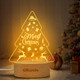 Christmas s for Women Christmas Tree Shaped Tabletop Decor Lights Engraved Acrylic Night Light Christmas Tree Decor, Christmas Decorations with Led Light, Wooden Base