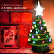 GIVERARE Ceramic Christmas Tree with 4H Timer, 8” Pre-Lit Hand-Painted Tabletop Xmas Decor with 32 Multicolored Lights & Top Star, Centerpiece for Holiday, Party, Ornaments-Green