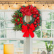 Artificial Christmas Wreath for Front Door, Christmas Door Decorations Wreaths, with Christmas Balls, Bow, Xmas Wreaths Decor Outdoor Christmas Wreaths (Red)