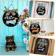 16 Pcs Interchangeable Dog Wooden Door Hanger Ornaments Rustic Dachshund Seasonal Home Sign Replaceable Hanging Vertical Welcome Sign Front Door Porch Decor for Wall Outdoor Xmas Fall Decor (Black)