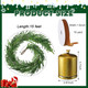 1 Pcs Norfolk Pine Garland with 1 Pc Khaki Velvet Ribbon 3 Pcs Rustic Iron Wrought Bell for Christmas Home Decor(15 Ft)