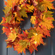 Glitzhome 24 Inch Pre-lit Fall Wreath Autumn Wreath for Front Door, Lighted Maple Leaves Wreath with Timer for Thanksgiving Halloween Christmas Wreath Wall Front Porch Home Decoration