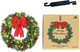 Solar Christmas Wreath Pre-Lit Solar 50 Led Artificial Wreath Outdoor Front Door Window Christmas Decorations with Frosted Branches Pine Cones Berry Clusters Red Velvet Bows 24 Inches