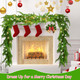 6 Ft Christmas Norfolk Pine Garland with 100 LED Lights, Dense Norfolk Pine Real Touch Garland, Artificial Pine Greenery Garlands for Christmas Holiday Mantle Fireplace Table Home Decor Xmas