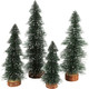 Goosacyon 4 Pcs Small Christmas Tree, Mini Sisal Snow Frost Trees with Wood Base Bottle Brush Trees for Crafts Tabletop Christmas Tree Set for Xmas Home Party Decoration