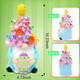 Large Easter Decorations Easter Gnome Lighted 10.23” Easter Gnomes Resin Lighted Up Tree with Multicolored LED Battery Operated for Tabletop Home Room Table Fireplace Office Easter Decor