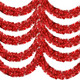 50FT Red Christmas Tinsel Garland, Metallic Twist Shiny Hanging Garland Ornaments for Xmas Tree Party Supplies Thick Thin Metallic Streamers for Indoor Outdoor Decor
