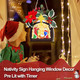 Pre Lit Grandeal Nativity Scene Door Sign with Timer Christmas Door Decorations Religious Wreath Holy Family Wooden Sign Hanging or Table Decor Christmas Decor for Window Wall Desk Office Home Decor
