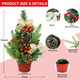 3 Pcs 12 Inch Mini Christmas Trees for Desk Office Tiny Miniature Christmas Tree Table Top Decorated Basket Base Bows Pinecones Berried Tabletop Artificial Small Christmas Decorations Home Decor Xmas
