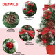 2 Pack GRANDEAL 20 Inch Lighted Tabletop Mini Christmas Tree with Timer 20 LEDs Artificial Small Christmas Tree with Lights, Bow Ball Ornaments Christmas Decorations Xmas Tree Room Office Home Decor