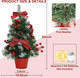 2 Pack GRANDEAL 20 Inch Lighted Tabletop Mini Christmas Tree with Timer 20 LEDs Artificial Small Christmas Tree with Lights, Bow Ball Ornaments Christmas Decorations Xmas Tree Room Office Home Decor