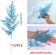 GREENTIME 12 Pack Artificial Blue Flat Glitter Pine Needles 13" Fake Christmas Picks Decorative Glitter Sticks for Vase Christmas Tree DIY Wreath Crafts Fireplace Decor