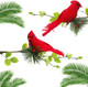 GREENWISH 10Pcs Red Birds Cardinal Clip on Christmas Tree Decoration Red Cardinals Ornaments Artificial Birds with Pine Branches for Christmas Decorations, Winter Theme, Wreaths