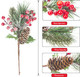 10 Pack Artificial Pine Branches Fake Greenery Pine Picks Artificial Red Berry Stems Christmas Pine Needles for Garland Wreath Christmas and Home Garden Decor