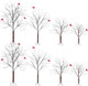 8 Pcs Christmas Decor Trees Christmas Village Trees Set Mini Decor Trees with Red Birds Snow Village Frost Trees Winter Snow Model Birch Trees Village Accessories for House Garden Winter Table Decor