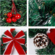 Hausse Set of 3 Christmas Wreaths, Lighted Artificial Christmas Wreath with LED Lights & Large Red Bow Ornaments, 8 Modes & Timer, Battery Operated for Front Door Gate Wall Xmas Party Decorations