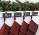Haute Decor The Original MantleClip® Stocking Holder with Chalkboard Icons 4-Pack (Black) - Personalize Your Christmas Stocking Hangers with Names