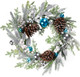 Christmas Wreath for Front Door, Heflashor 17'' Blue Xmas Wreath with Christmas Balls, Pine Core Artificial Holiday Winter Small Wreaths for Indoor Outdoor