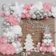 Pink Winter Wonderland Balloon Garland Arch Kit Pink White Metallic Silver With Large Snowflake Balloon for Christmas Princess Girl A Little Snowflake is on The Way Baby Shower Birthday Party Decor