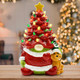 Hexagram Lighted Ceramic Christmas Tree, Christmas Decorations Indoor Red Gnome Mantle Table Decor Christmas Centerpiece, Christmas Decor for Bedroom Living Room Gnome s for Kids Women